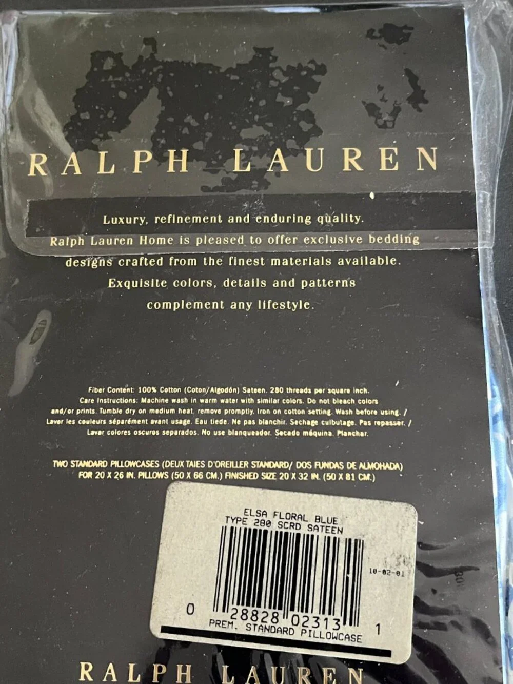 Ralph Lauren Elsa Floral pillowcase set blue white cotton sateen